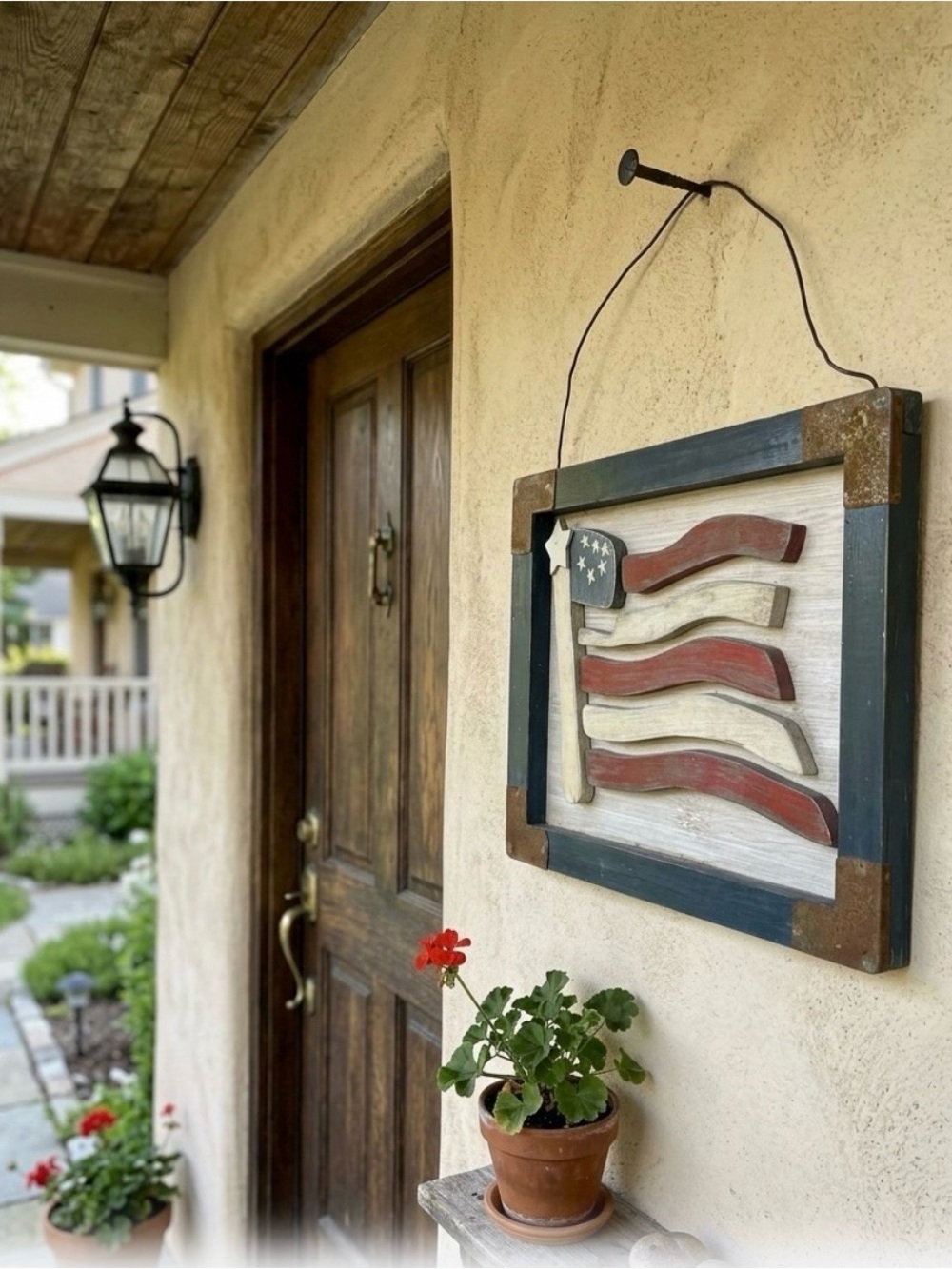 Americana Decor-rustic wood American Flag-folk art-distressed painted -vintage